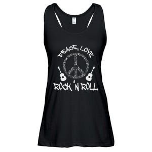 Funny RockN Roll Gift Peace Love And Rock And Roll Ladies Essential Flowy Tank