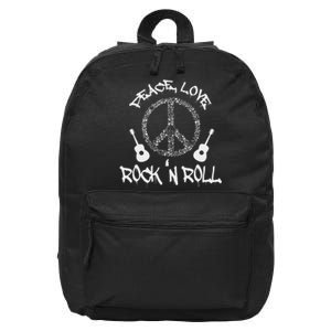 Funny RockN Roll Gift Peace Love And Rock And Roll 16 in Basic Backpack