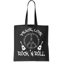 Funny RockN Roll Gift Peace Love And Rock And Roll Tote Bag