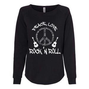 Funny RockN Roll Gift Peace Love And Rock And Roll Womens California Wash Sweatshirt