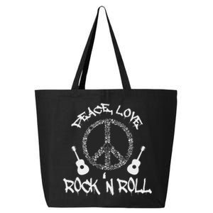 Funny RockN Roll Gift Peace Love And Rock And Roll 25L Jumbo Tote