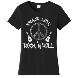 Funny RockN Roll Gift Peace Love And Rock And Roll Women's T-Shirt