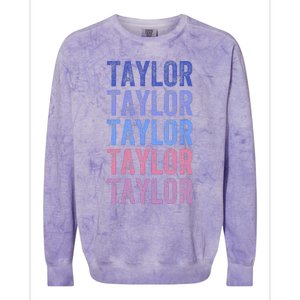 Funny Retro Repeated Text Design First Name Taylor Colorblast Crewneck Sweatshirt