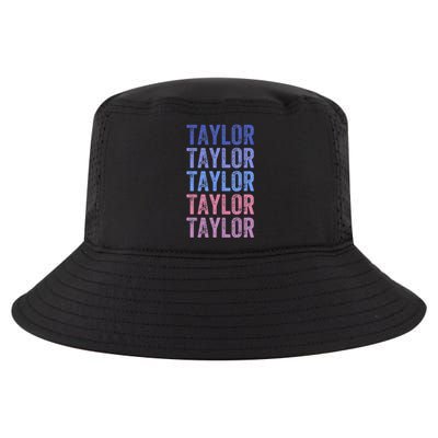 Funny Retro Repeated Text Design First Name Taylor Cool Comfort Performance Bucket Hat