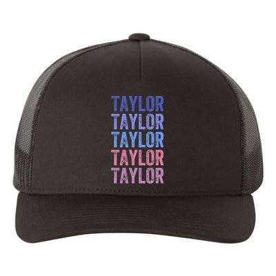 Funny Retro Repeated Text Design First Name Taylor Yupoong Adult 5-Panel Trucker Hat