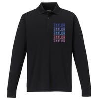 Funny Retro Repeated Text Design First Name Taylor Performance Long Sleeve Polo