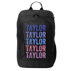 Funny Retro Repeated Text Design First Name Taylor City Backpack