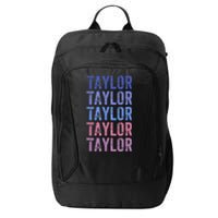 Funny Retro Repeated Text Design First Name Taylor City Backpack