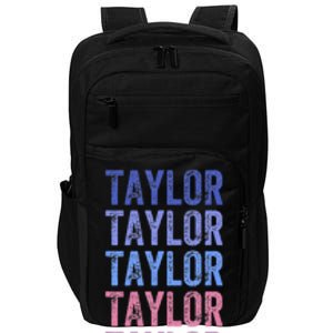 Funny Retro Repeated Text Design First Name Taylor Impact Tech Backpack