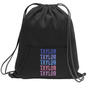 Funny Retro Repeated Text Design First Name Taylor Sweatshirt Cinch Pack Bag