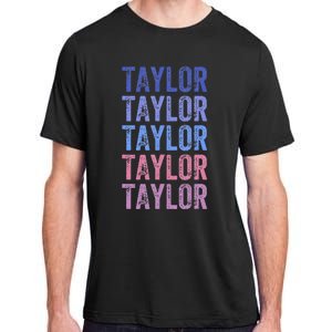 Funny Retro Repeated Text Design First Name Taylor Adult ChromaSoft Performance T-Shirt