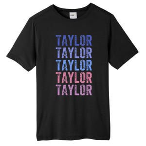 Funny Retro Repeated Text Design First Name Taylor Tall Fusion ChromaSoft Performance T-Shirt