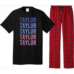 Funny Retro Repeated Text Design First Name Taylor Pajama Set