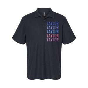 Funny Retro Repeated Text Design First Name Taylor Softstyle Adult Sport Polo