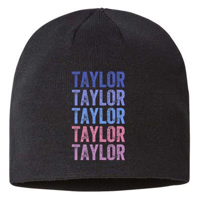 Funny Retro Repeated Text Design First Name Taylor Sustainable Beanie