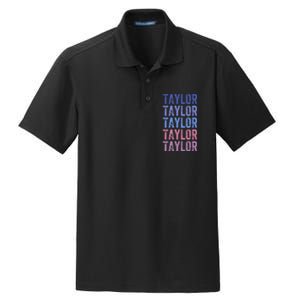 Funny Retro Repeated Text Design First Name Taylor Dry Zone Grid Polo