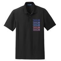 Funny Retro Repeated Text Design First Name Taylor Dry Zone Grid Polo