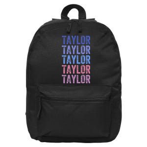 Funny Retro Repeated Text Design First Name Taylor 16 in Basic Backpack