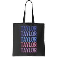 Funny Retro Repeated Text Design First Name Taylor Tote Bag