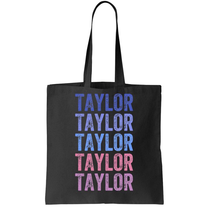 Funny Retro Repeated Text Design First Name Taylor Tote Bag