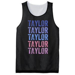 Funny Retro Repeated Text Design First Name Taylor Mesh Reversible Basketball Jersey Tank