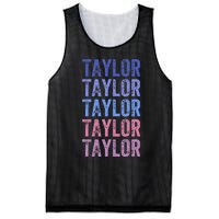 Funny Retro Repeated Text Design First Name Taylor Mesh Reversible Basketball Jersey Tank