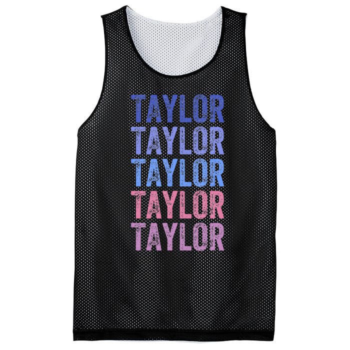 Funny Retro Repeated Text Design First Name Taylor Mesh Reversible Basketball Jersey Tank