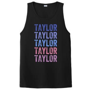 Funny Retro Repeated Text Design First Name Taylor PosiCharge Competitor Tank