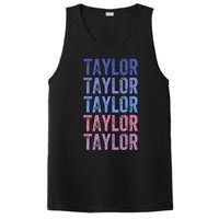 Funny Retro Repeated Text Design First Name Taylor PosiCharge Competitor Tank