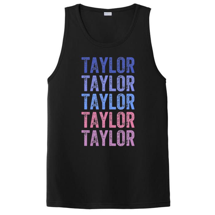 Funny Retro Repeated Text Design First Name Taylor PosiCharge Competitor Tank