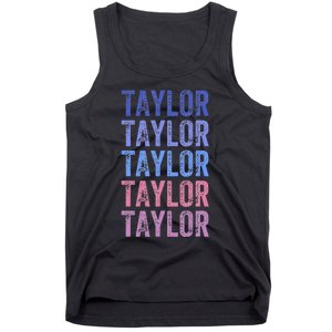 Funny Retro Repeated Text Design First Name Taylor Tank Top