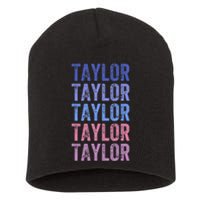 Funny Retro Repeated Text Design First Name Taylor Short Acrylic Beanie