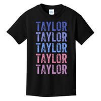 Funny Retro Repeated Text Design First Name Taylor Kids T-Shirt