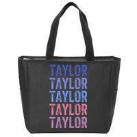 Funny Retro Repeated Text Design First Name Taylor Zip Tote Bag