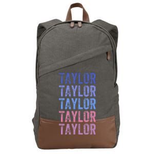 Funny Retro Repeated Text Design First Name Taylor Cotton Canvas Backpack