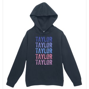 Funny Retro Repeated Text Design First Name Taylor Urban Pullover Hoodie