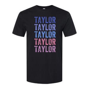 Funny Retro Repeated Text Design First Name Taylor Softstyle CVC T-Shirt