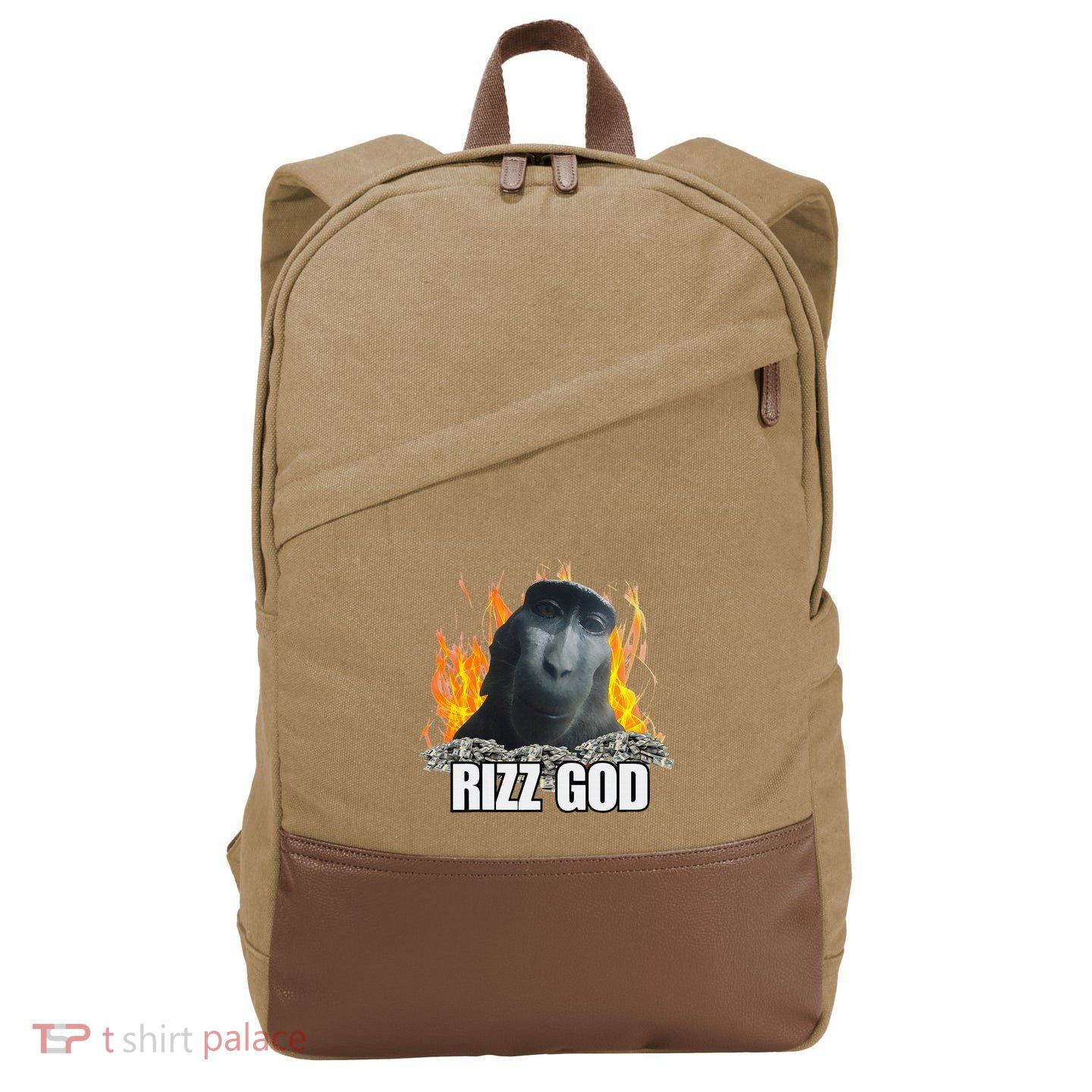 Funny Rizz Rizzler Rizz God Slang Meme Trending Social Media Cotton Canvas Backpack