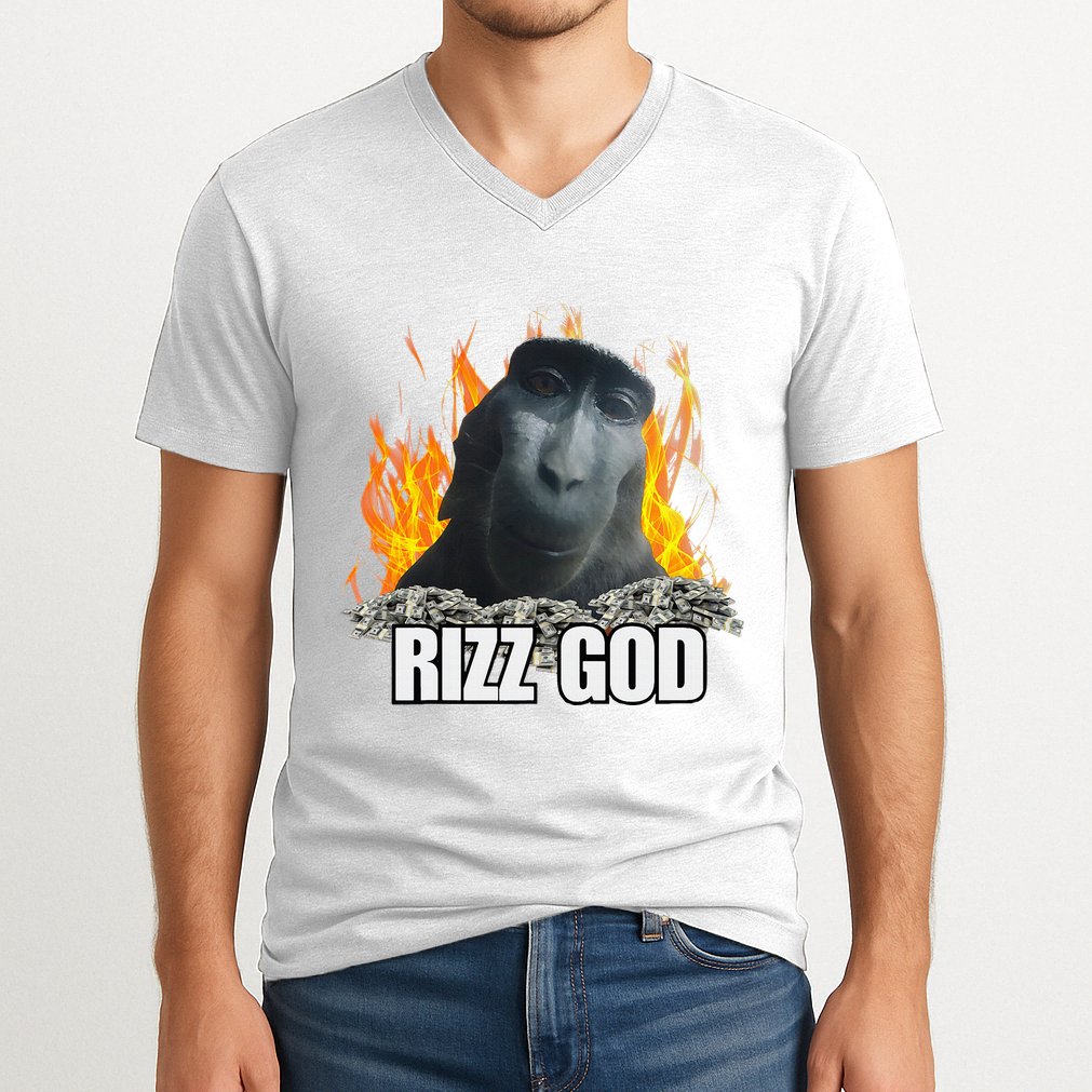 Funny Rizz Rizzler Rizz God Slang Meme Trending Social Media V-Neck T-Shirt