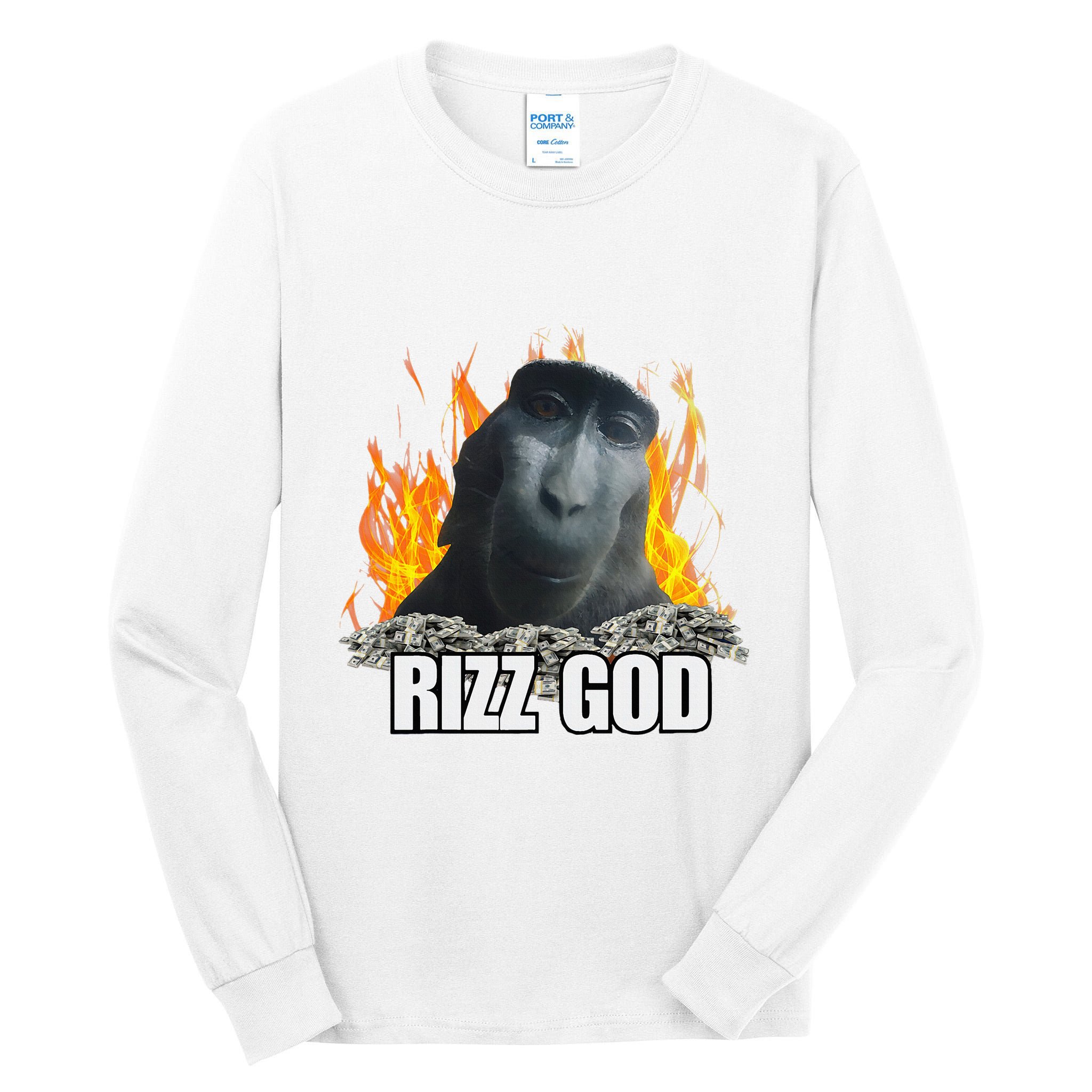 Funny Rizz Rizzler Rizz God Slang Meme Trending Social Media Tall Long Sleeve T-Shirt