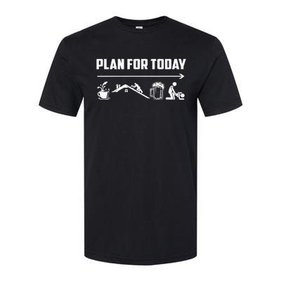 Funny Roofing Roofer Plan For Today Coffee Roofing Beer Softstyle CVC T-Shirt