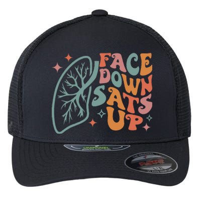 Funny RT Respiratory Therapist Quote Face Down Sats Up Flexfit Unipanel Trucker Cap