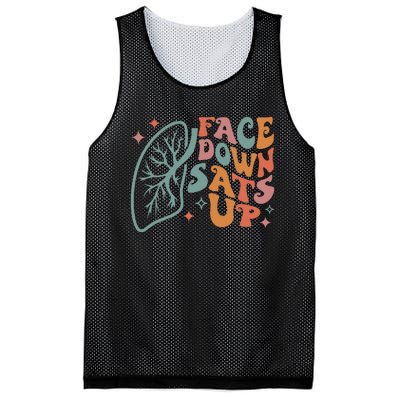 Funny RT Respiratory Therapist Quote Face Down Sats Up Mesh Reversible Basketball Jersey Tank