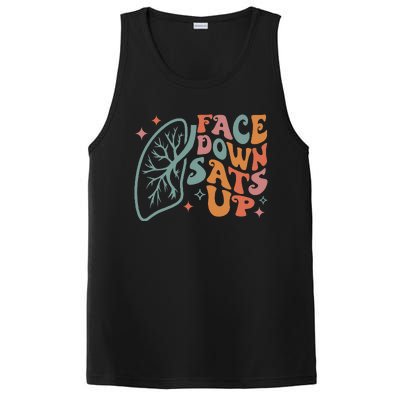 Funny RT Respiratory Therapist Quote Face Down Sats Up PosiCharge Competitor Tank