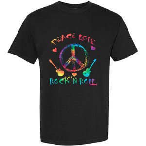 Funny Rock'n Roll Tie Dye Gifts Peace Love and Rock and Roll Garment-Dyed Heavyweight T-Shirt