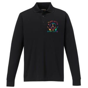 Funny Rock'n Roll Tie Dye Gifts Peace Love and Rock and Roll Performance Long Sleeve Polo