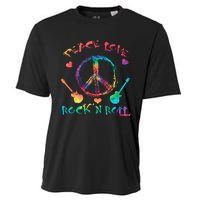 Funny Rock'n Roll Tie Dye Gifts Peace Love and Rock and Roll Cooling Performance Crew T-Shirt