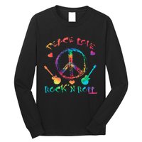 Funny Rock'n Roll Tie Dye Gifts Peace Love and Rock and Roll Long Sleeve Shirt