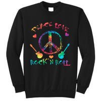 Funny Rock'n Roll Tie Dye Gifts Peace Love and Rock and Roll Sweatshirt