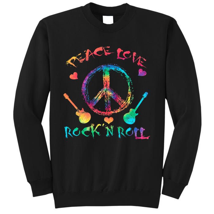 Funny Rock'n Roll Tie Dye Gifts Peace Love and Rock and Roll Sweatshirt